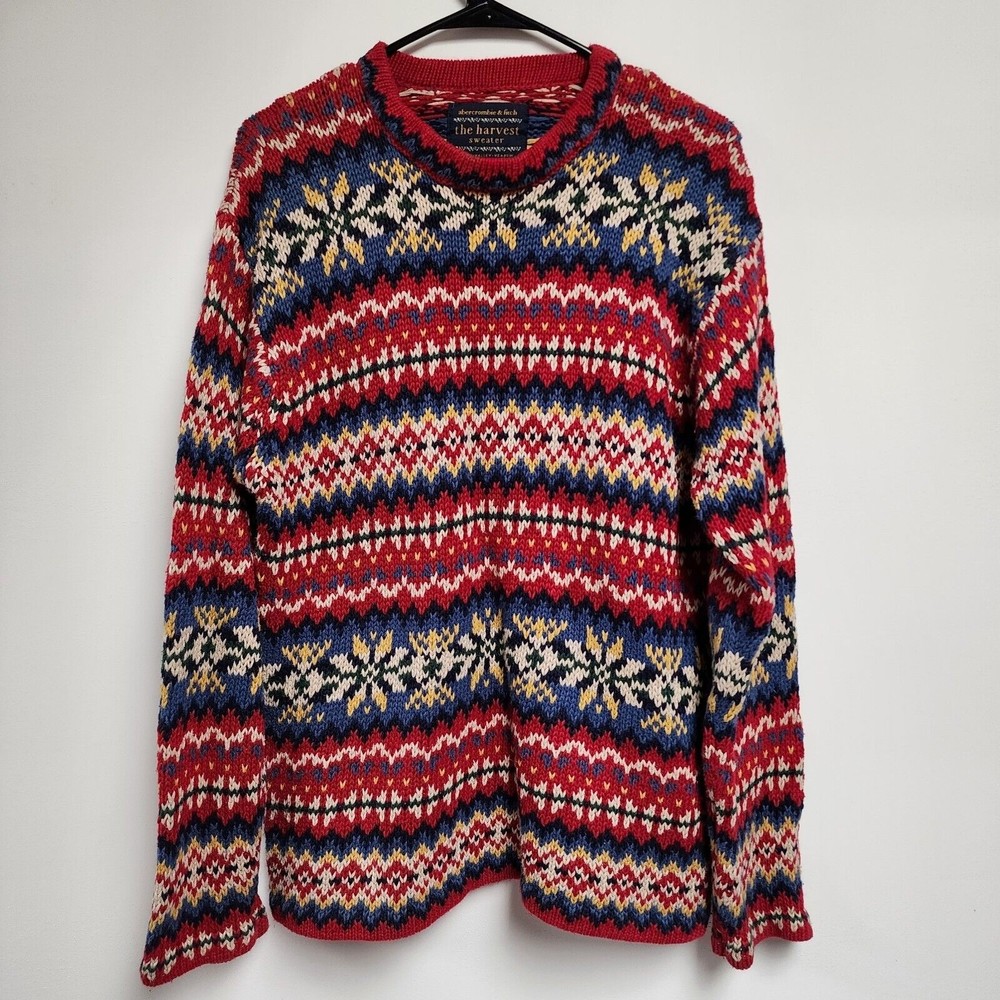 Vintage ABERCROMBIE & FITCH The Harvest Sweater Chunky Knit Ramie Cotton SMALL